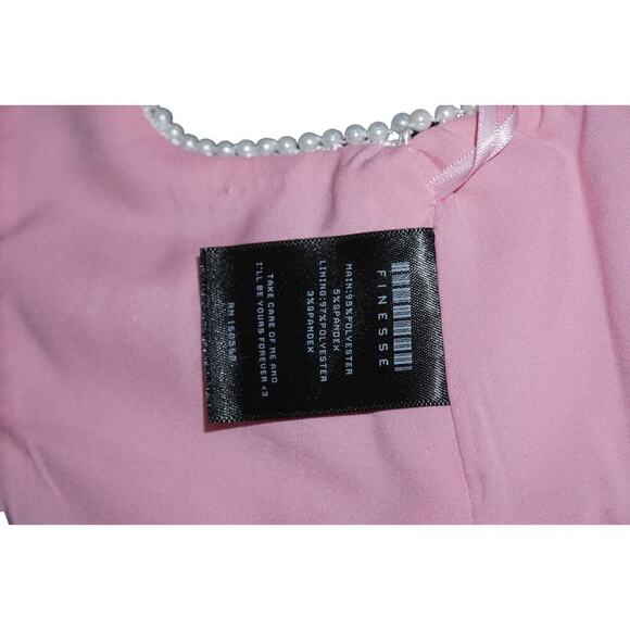 Finesse XS Pink Pearl Trim Crop Top – Bow Detail – Y2K Party Bralette - Picture 5 of 7